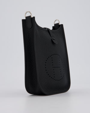Hermès Mini Evelyne 16 Bag in Noir Clemence Leather with Palladium Hardware