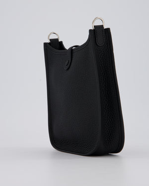 Hermès Mini Evelyne 16 Bag in Noir Clemence Leather with Palladium Hardware