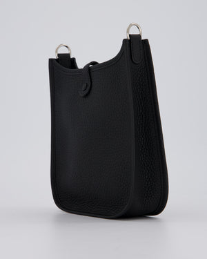 Hermès Mini Evelyne 16 Bag in Noir Clemence Leather with Palladium Hardware
