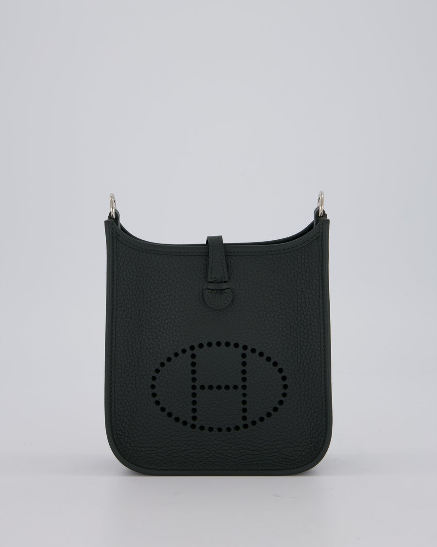 Hermès Mini Evelyne Bag in Vert Mangrove Clemence Leather with Palladium Hardware