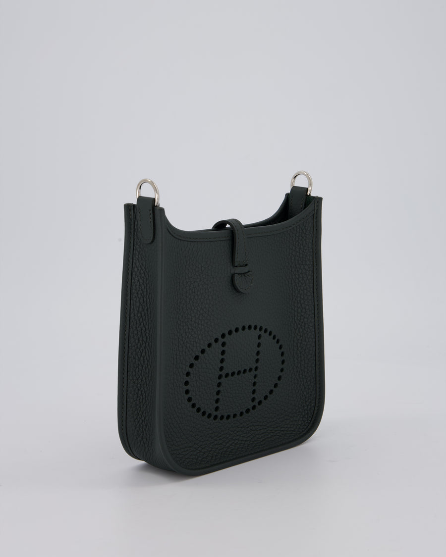 Hermès Mini Evelyne Bag in Vert Mangrove Clemence Leather with Palladium Hardware