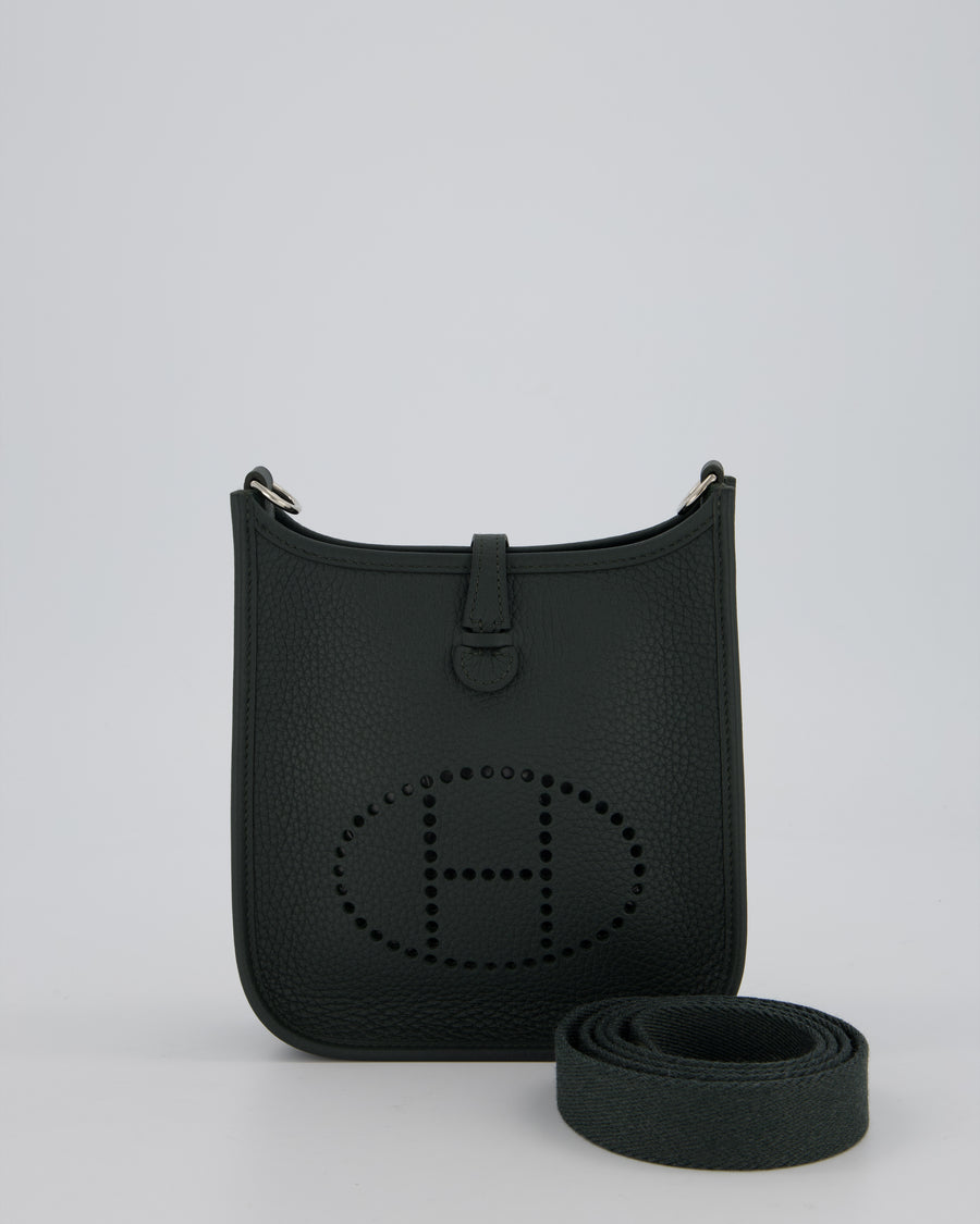 Hermès Mini Evelyne Bag in Vert Mangrove Clemence Leather with Palladium Hardware