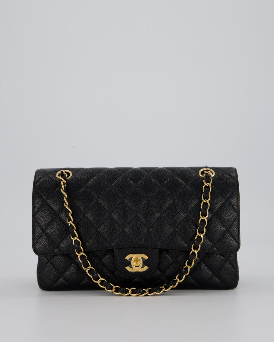 Chanel Medium Black Classic Double Flap Bag in Caviar Leather with Gold Hardware