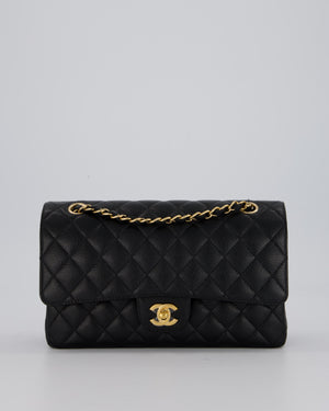 Chanel Medium Black Classic Double Flap Bag in Caviar Leather with Gold Hardware