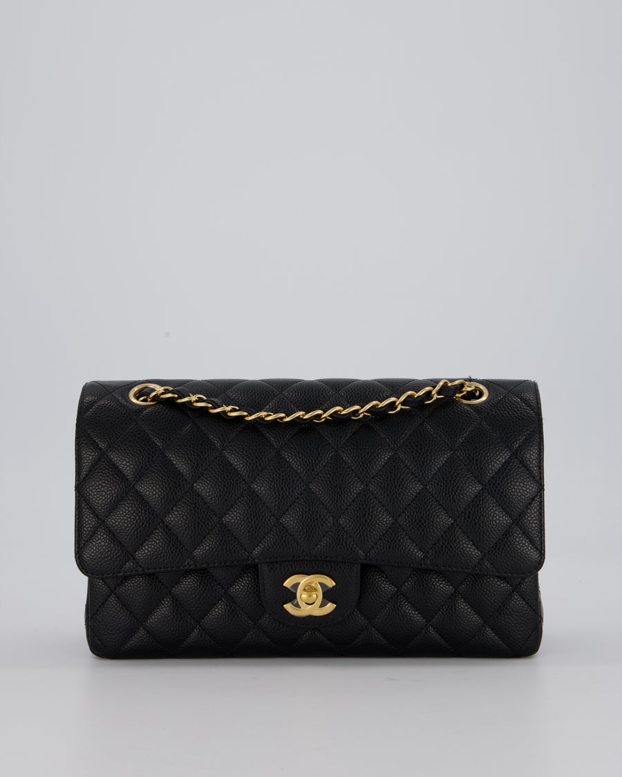 Chanel Medium Black Classic Double Flap Bag in Caviar Leather with Gold Hardware