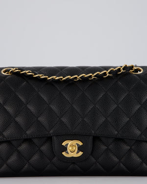 Chanel Medium Black Classic Double Flap Bag in Caviar Leather with Gold Hardware