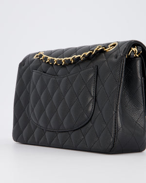 Chanel Medium Black Classic Double Flap Bag in Caviar Leather with Gold Hardware
