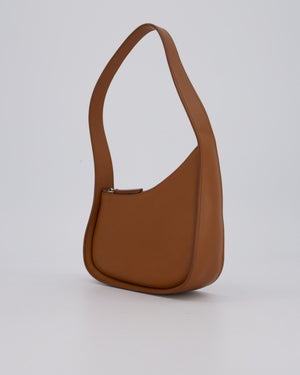 The Row Brown Half Moon Leather Shoulder Bag with Silver Hardware