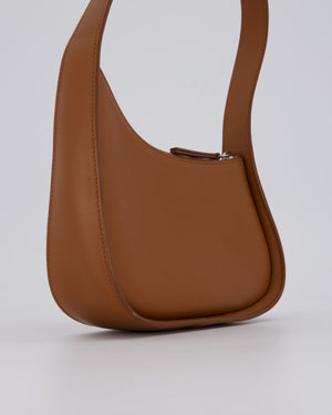 The Row Brown Half Moon Leather Shoulder Bag with Silver Hardware