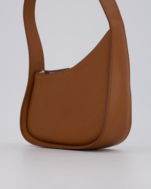 The Row Brown Half Moon Leather Shoulder Bag with Silver Hardware