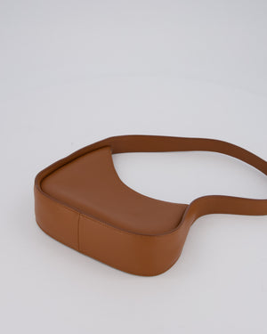 The Row Brown Half Moon Leather Shoulder Bag with Silver Hardware