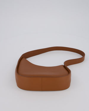The Row Brown Half Moon Leather Shoulder Bag with Silver Hardware