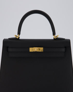 Hermès Kelly 25 Sellier Bag in Noir Epsom Leather with Gold Hardware