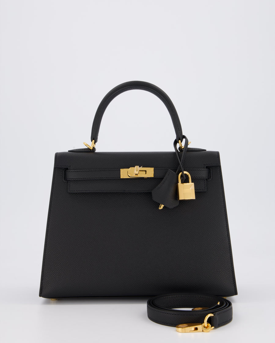 Hermès Kelly 25 Sellier Bag in Noir Epsom Leather with Gold Hardware