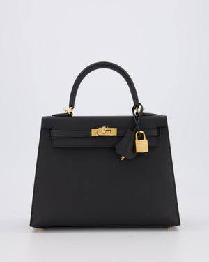 Hermès Kelly 25 Sellier Bag in Noir Epsom Leather with Gold Hardware