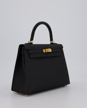 Hermès Kelly 25 Sellier Bag in Noir Epsom Leather with Gold Hardware