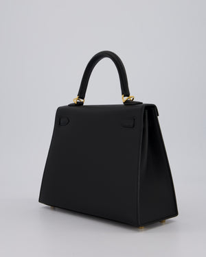 Hermès Kelly 25 Sellier Bag in Noir Epsom Leather with Gold Hardware