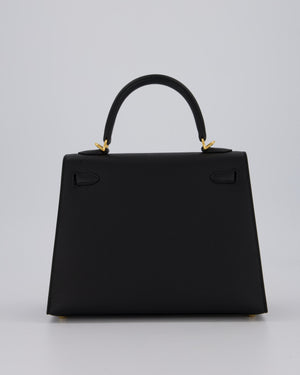 Hermès Kelly 25 Sellier Bag in Noir Epsom Leather with Gold Hardware
