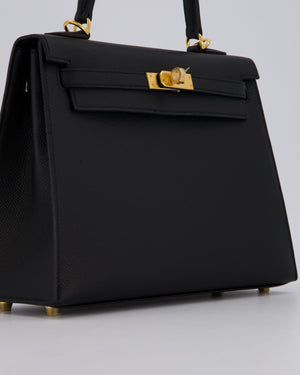 Hermès Kelly 25 Sellier Bag in Noir Epsom Leather with Gold Hardware
