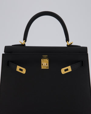 Hermès Kelly 25 Sellier Bag in Noir Epsom Leather with Gold Hardware