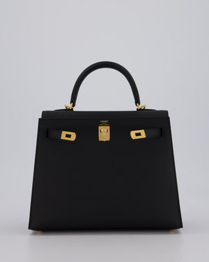Hermès Kelly 25 Sellier Bag in Noir Epsom Leather with Gold Hardware