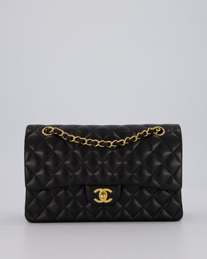 *AMAZING CONDITION* Chanel Vintage Black Medium Classic Double Flap Bag in Lambskin Leather with 24K Gold Hardware