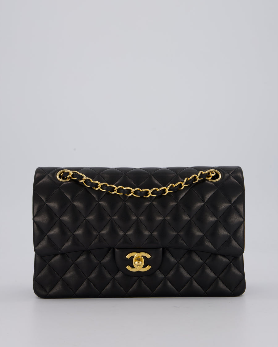 *AMAZING CONDITION* Chanel Vintage Black Medium Classic Double Flap Bag in Lambskin Leather with 24K Gold Hardware