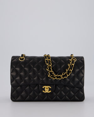 *AMAZING CONDITION* Chanel Vintage Black Medium Classic Double Flap Bag in Lambskin Leather with 24K Gold Hardware