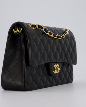 *AMAZING CONDITION* Chanel Vintage Black Medium Classic Double Flap Bag in Lambskin Leather with 24K Gold Hardware