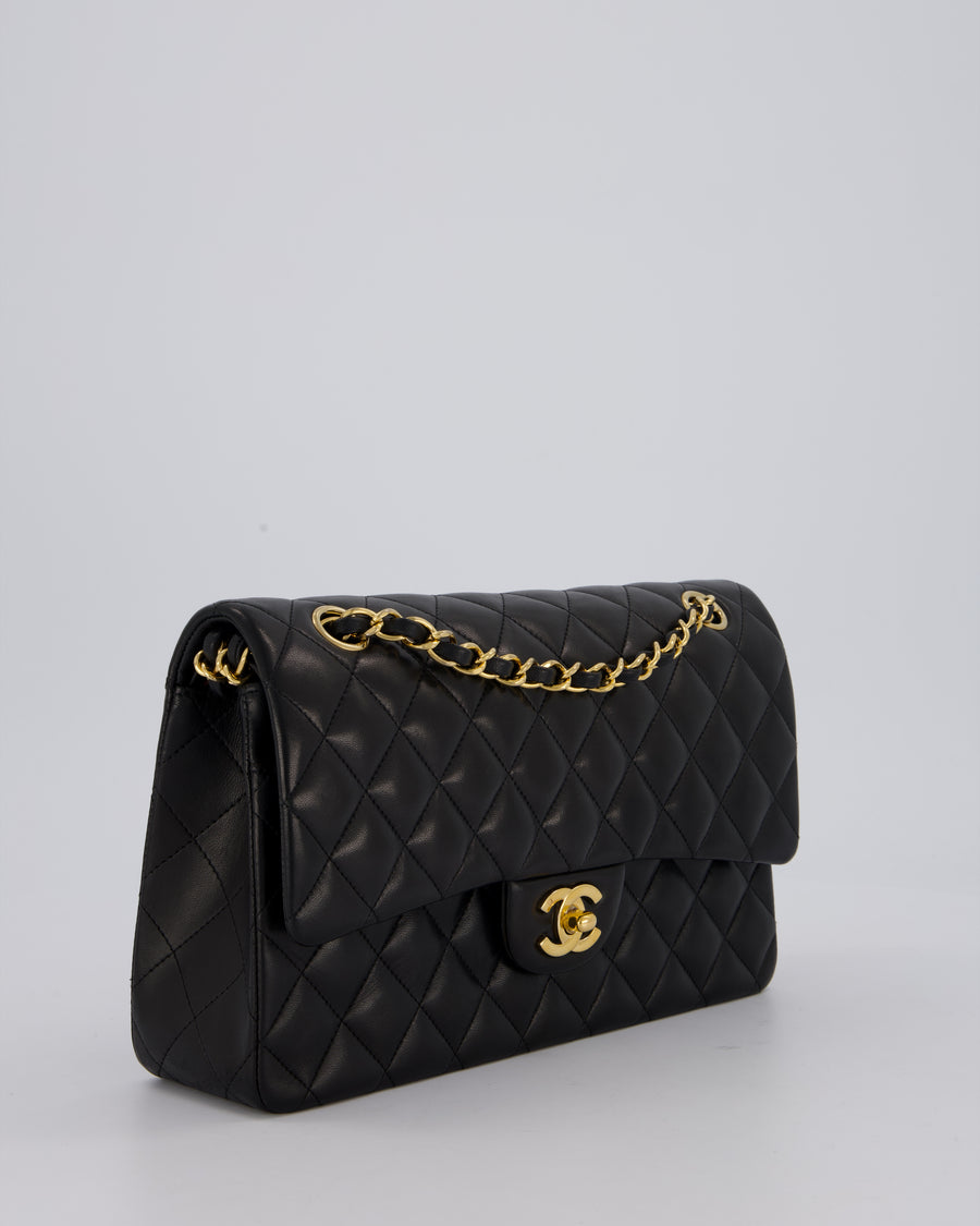 *AMAZING CONDITION* Chanel Vintage Black Medium Classic Double Flap Bag in Lambskin Leather with 24K Gold Hardware