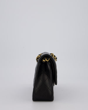 *AMAZING CONDITION* Chanel Vintage Black Medium Classic Double Flap Bag in Lambskin Leather with 24K Gold Hardware