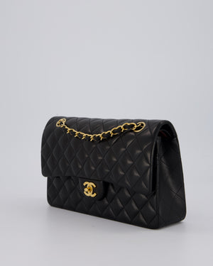*AMAZING CONDITION* Chanel Vintage Black Medium Classic Double Flap Bag in Lambskin Leather with 24K Gold Hardware