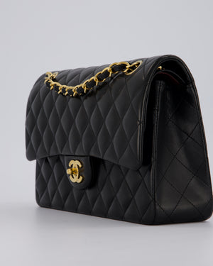 *AMAZING CONDITION* Chanel Vintage Black Medium Classic Double Flap Bag in Lambskin Leather with 24K Gold Hardware