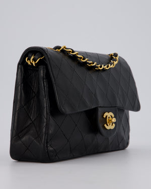 Chanel Vintage Black Small Classic Double Flap Bag in Lambskin Leather with 24K Gold Hardware
