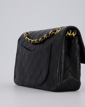 Chanel Vintage Black Small Classic Double Flap Bag in Lambskin Leather with 24K Gold Hardware
