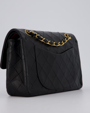 Chanel Vintage Black Small Classic Double Flap Bag in Lambskin Leather with 24K Gold Hardware