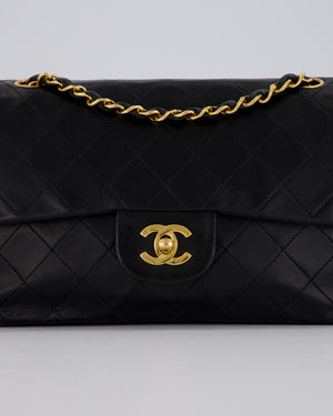 Chanel Vintage Black Small Classic Double Flap Bag in Lambskin Leather with 24K Gold Hardware