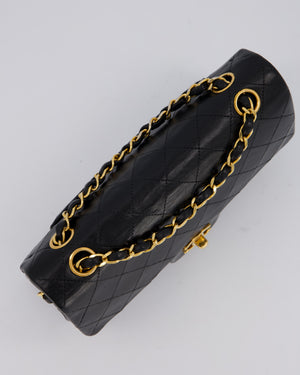 Chanel Vintage Black Small Classic Double Flap Bag in Lambskin Leather with 24K Gold Hardware