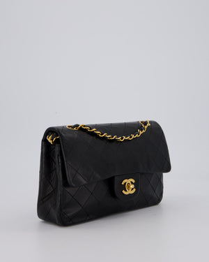 Chanel Vintage Black Small Classic Double Flap Bag in Lambskin Leather with 24K Gold Hardware