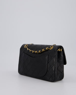 Chanel Vintage Black Small Classic Double Flap Bag in Lambskin Leather with 24K Gold Hardware