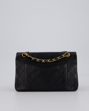 Chanel Vintage Black Small Classic Double Flap Bag in Lambskin Leather with 24K Gold Hardware