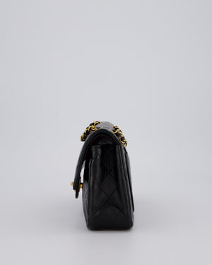 Chanel Vintage Black Small Classic Double Flap Bag in Lambskin Leather with 24K Gold Hardware