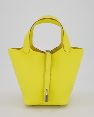 Hermès Picotin Lock Bag 18cm in Lime Clemence Leather with Palladium Hardware