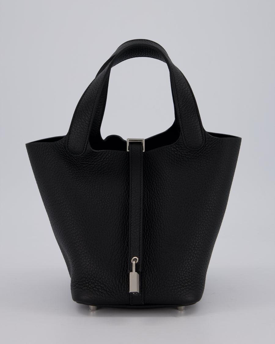 Hermès Picotin Lock 18 Bag in Black Clemence Leather with Palladium Hardware