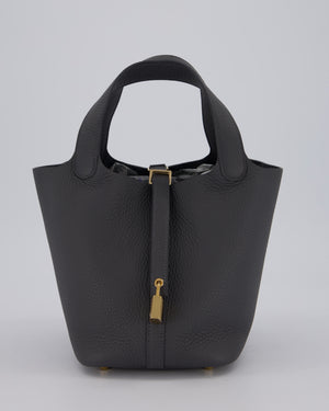 Hermès Picotin Lock 18 Bag in Ardoise Clemence Leather with Permabrass Hardware