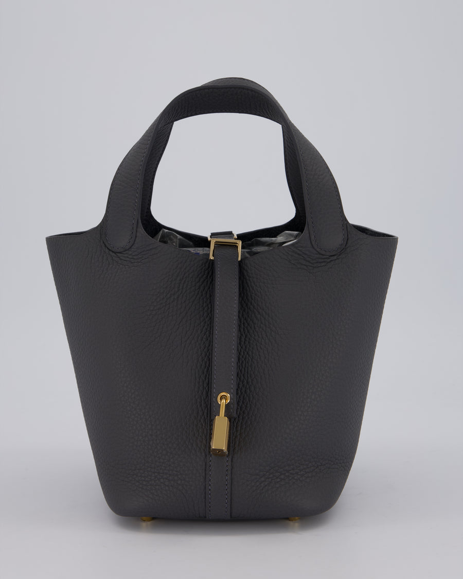 Hermès Picotin Lock 18 Bag in Ardoise Clemence Leather with Permabrass Hardware