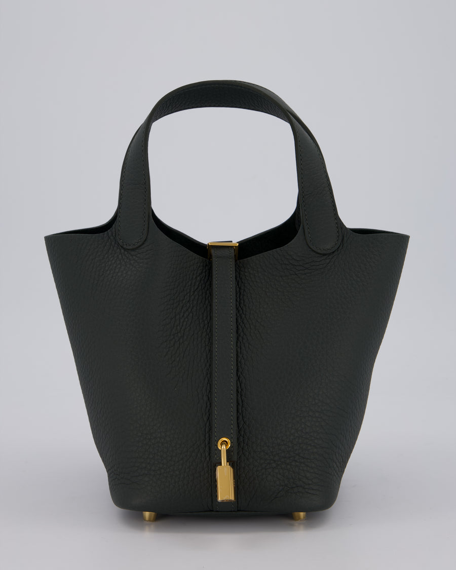 Hermès Picotin Lock 18 Bag in Vert Mangrove Clemence Leather with Permabrass Hardware