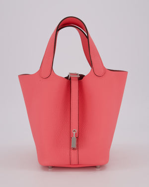 Hermès Picotin Lock 18 Bag in Rose Azalee Clemence Leather with Palladium Hardware