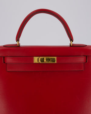 *VINTAGE*Hermès Kelly 28 Bag in Rouge Vif Box Leather with Gold Hardware