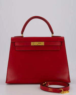 *VINTAGE*Hermès Kelly 28 Bag in Rouge Vif Box Leather with Gold Hardware